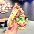 Cute Leafeon figurine keychain with pink Pikachu silicone wristlet and gold metal ring - B496-6 Chlorophyll / Large