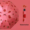 Parapluie pliable rose à motif pastèque avec housse de rangement pour soleil et pluie - Rouge Pastèque / Manuel