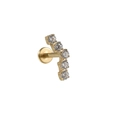 G23 titanium golden curved labret stud with five round clear cubic zirconia gems - NO 5-5-Stone Curved / 1.2x8mm / Gold