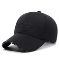 Casquette de baseball noire avec broderie 3D et texte sport blanc sur la visière - Réglable / Noir avec broderie noire