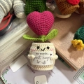 Handmade crochet heart potted plant doll with positive hugs card gift for home decor - Rose Pink Heart White Pot