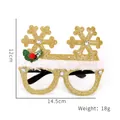 Golden glitter Christmas reindeer antler glasses with snowflakes and plush details - Gold Snowflake Hat Glasses