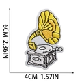 Detailed measurement of vintage phonograph embroidery patch showing 6cm height and 4cm width - Gramophone Style (X15SD-07-12)