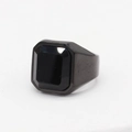 Minimalist square black gemstone ring for men in sleek black titanium steel finish - US 7 / Electric Black Stone