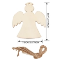 Unpainted wooden angel ornament with twine, 8cm height, natural wood grain for DIY crafts - Angel / 10 Pieces Pack