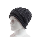 Bonnet en tricot gris anthracite pour homme avec motif losanges au crochet hiver - Réglable / Gris foncé