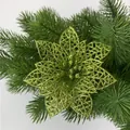 Fiore di Natale poinsettia traforato con glitter in finitura verde vibrante - Verde Militare