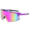 Outdoor cycling sunglasses with purple frame and iridescent colorful lenses - Purple Frame Purple Mirror Lens