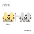 Par de colgantes de niño y niña en acero dorado y plateado para joyería DIY 14mm - Niño + Niña / Color Acero