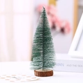 Mini cedar Christmas tree with flocked snow coating and natural round wooden base - 20cm Pine Tree
