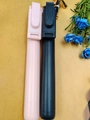 Extendable Bluetooth selfie stick tripod with remote shutter in pink and black colors - Pink Extended 1.68m Upgrade (F610)