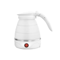 Portable white silicone foldable electric kettle with compact telescopic design and red switch - Foldable Handle (Button Mode) / European Standard Plug (in Stock) 220v