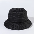 Women's black quilted bucket hat with floral pattern stitching for winter warmth - Adjustable / Black