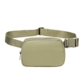 Waterproof nylon sports belt bag in sage green with adjustable strap and plastic buckle - Khaki Green