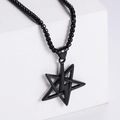 Pendaglio minimalista in acciaio inox nero a forma di stella e fulmine con catena - Senza catena / Nero