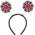 Detail of Halloween headband with red sequin spiders on black webs and bouncy springs - 13# Spider Web Red Spider