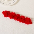 Red flower headband for baby girls with multi-layered lace petals and a soft band - Red Lace Row Flower