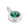 Fashionable emerald green stone pendant with silver stainless steel frame on white background - Emerald Green Gemstone Silver Base (KP100736-K)