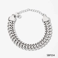 Silver woven stainless steel bracelet with lobster clasp and adjustable extension chain - Silver Dense Weave Stainless Steel Bracelet (B354)