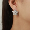 Pendientes de estrella en acero inoxidable chapado en oro 18k con acabado texturizado - Color Acero