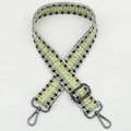 Ethnic woven bag strap with green and yellow geometric pattern and gunmetal hardware - No.288 Gunmetal Hook