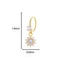 Gold-finished sunflower nose stud earring with clear zircon crystals and size markings - 15# Golden