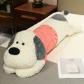 Long white plush dog pillow wearing red and white striped shirt for sleeping comfort - 95cm / Rabbit Fur White Red Stripe
