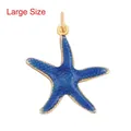 Large starfish pendant in gold metal finish with deep blue enamel and textured surface - Large Blue Starfish