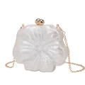 Elegante pochette floreale bianca in acrilico con catena dorata per eventi serali - Bianco