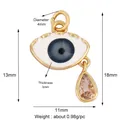 Gold-plated evil eye charm with blue pupil and champagne zircon drop pendant 18x11mm - Gold Base Droplet CZ L456374-White