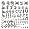 Assorted Halloween charms including pumpkins, skulls, and bats for DIY jewelry making - 80Pcs Mixed Halloween Accessories