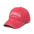 Detailed embroidery of LOS ANGELES on washed cotton baseball cap with vintage texture - 56cm-60cm / Watermelon red