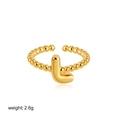 18K gold bubble bead open ring featuring 3D letter L pendant weight 2.6g - Letter L Style (T249_12)