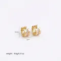 Dimensioni dettagliate degli orecchini a cerchio cavi in oro con zirconi, 16,2x10 mm - Stile Geometrico Traforato (B7-06)