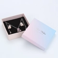 Pink crystal bear necklace and earring set in a gradient gift box with Best Wishes text - Gradient Pink Series / 9*9 Set Box