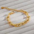 Bracciale a catena spessa in acciaio inossidabile placcato oro 18 carati con chiusura - Oro