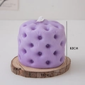 Purple tufted geometric scented candle on wooden base, size 6.3cm height and 7.2cm width - Sofa Tufted Texture (Lavender) / Purple