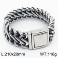 Pulsera retro para hombre de acero de titanio trenzado plata antigua con cierre cuadrado - Estilo Tejido Denso de Doble Fila (KB167469-KJX) / Color Acero