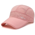 Pink quick-dry sports baseball cap with laser-cut vents and grid texture detail - Adjustable / Pink