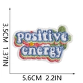 Rainbow embroidered patch with positive energy text and precise size measurements - Positive Energy Rainbow (C3XL-092-06)