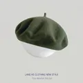 Béret classique en laine vert foncé pour femme au style peintre français rétro minimaliste - M (56-58cm) / Vert Militaire