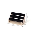 Espositore per gioielli a tre livelli in legno e velluto nero per bracciali e orologi - 30cm/3 Livelli / Velluto Nero