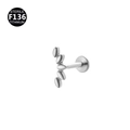 Silver F136 titanium leaf-shaped labret stud with medical grade sterile certification - 1.2x6mm (Internal Thread M0.9) / Five-Petal Arc Row Stone Style (款式5银色)