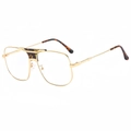 Occhiali aviator dorati con doppio ponte e astine tartarugate su sfondo bianco puro - Montatura Oro Floreale