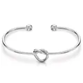 Brazalete abierto de nudo en acero inoxidable plateado con extremos de bola lisos - Oro de 18K / Color Acero