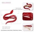 Red acetate snake hair clip with rhinestones and detailed product specifications - Red Spring Clip
