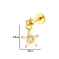Elegante goudkleurige stalen ster oorknop met heldere zirkoon, afmeting 0,9 x 0,7 cm - Achtpuntige Ster Stijl (2639-7) / 1.2x8mm / Goud