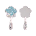 Set of 2 flower-shaped handheld mirrors for kids with blue and silver glitter liquid sand - Handheld Mirror / Blue