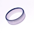 Silver stainless steel band ring with Roman numeral engravings and beaded edges - US 8 / Silver