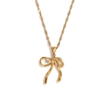 Collana a fiocco placcata oro 18K con strass bianchi e catena a corda - Collana con ciondolo a fiocco di strass / Oro / Taglia unica